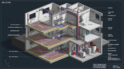 Modelado Piso Radiante y Calefacción BIM